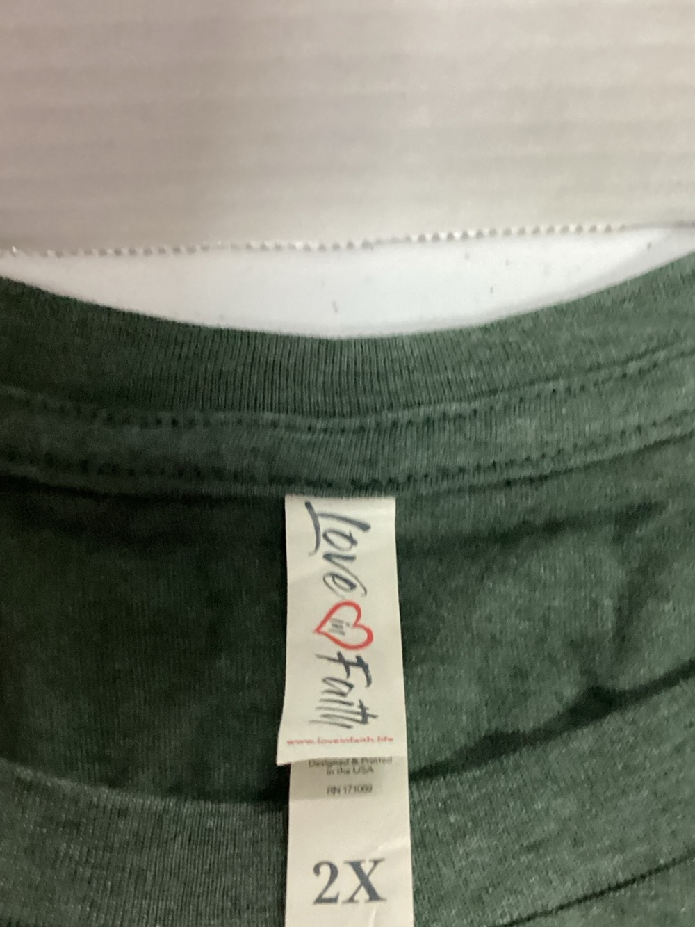Love & Faith Women's Olive Green Short Sleeve Tee - 2X